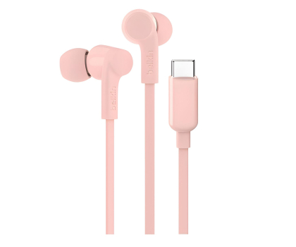 Słuchawki douszne i dokanałowe Belkin Przewodowe słuchawki douszne USB-C, różowe